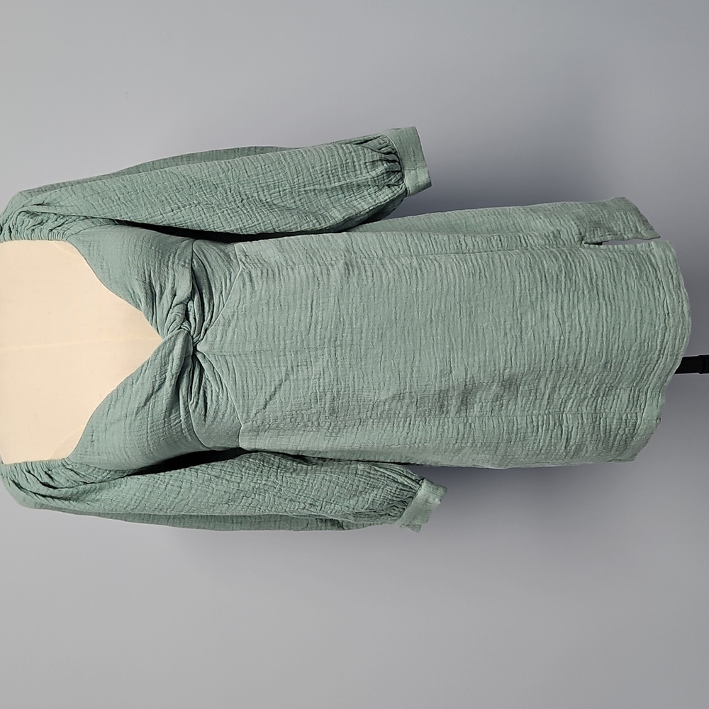 Roxy‎ 3/4 Sleeve Twist Front Cotton Dress: Mineral Blue:Junior Medium